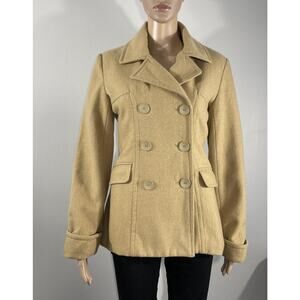 Steve and Barry's Wool Blend Double Breasted Pea Coat Women's Small Brown Tan